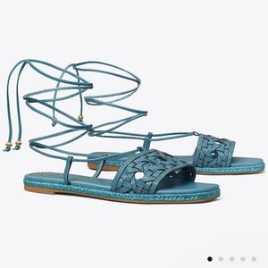 Tory Burch Basketweave Espadrille Leather Sandals